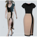 Contraste Color Mujeres Slim Fit Pencil Bodycon Vestido (102)